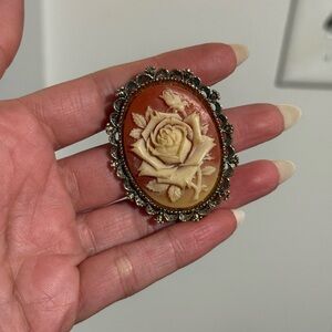 Vintage Gerry’s Cameo Rose Brooch and Pendant